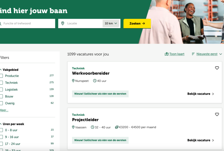 Vacatures vinden op de Werkis Website